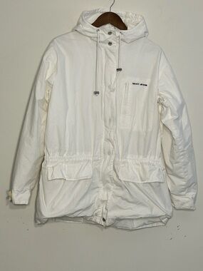 DKNY Jeans Hooded White Jacket Size L